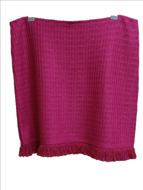 St. John Dresses & Skirts - 🆕 ST. JOHN "CAMELLIA" TWEED FUCHSIA PINK WOOL BLEND MINI MIDI SKIRT WITH FRINGE